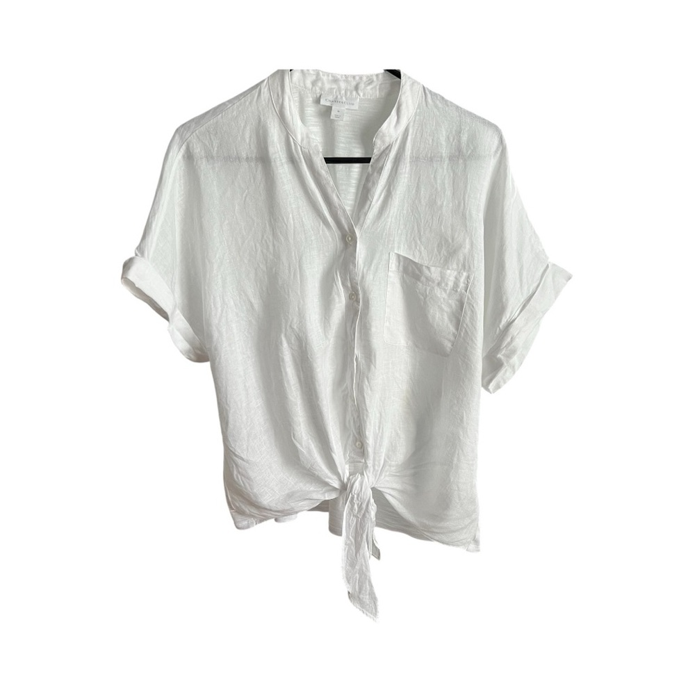 Charter Club White Button-Down Tie-Front Shirt